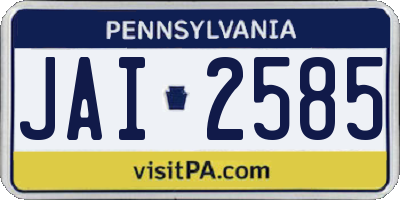 PA license plate JAI2585