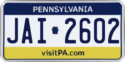 PA license plate JAI2602