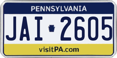 PA license plate JAI2605