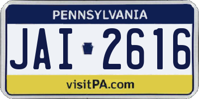 PA license plate JAI2616