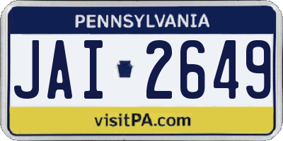 PA license plate JAI2649