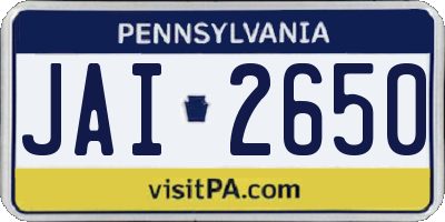 PA license plate JAI2650