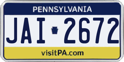 PA license plate JAI2672