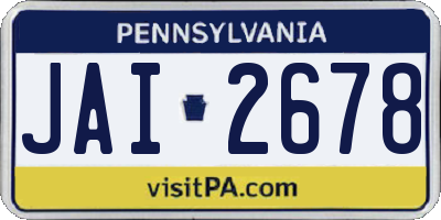 PA license plate JAI2678