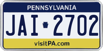 PA license plate JAI2702
