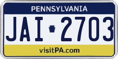 PA license plate JAI2703