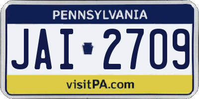 PA license plate JAI2709