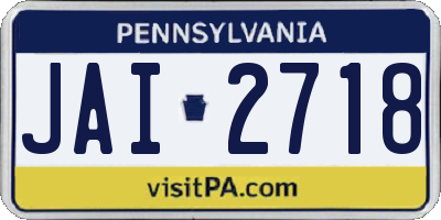 PA license plate JAI2718
