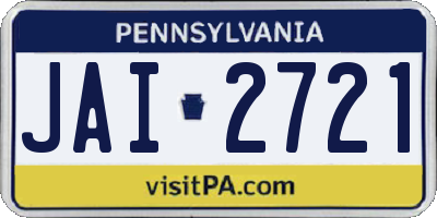 PA license plate JAI2721