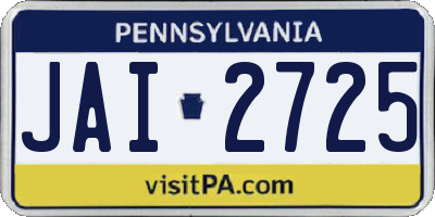 PA license plate JAI2725