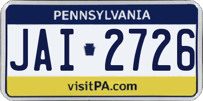 PA license plate JAI2726