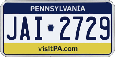 PA license plate JAI2729