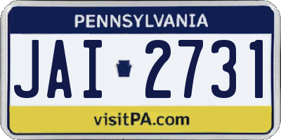 PA license plate JAI2731