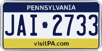 PA license plate JAI2733