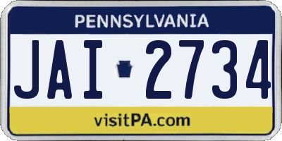 PA license plate JAI2734