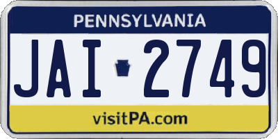 PA license plate JAI2749