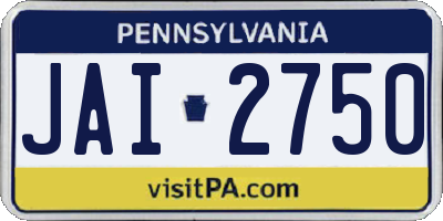 PA license plate JAI2750