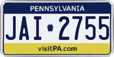 PA license plate JAI2755