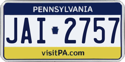 PA license plate JAI2757