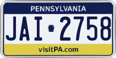 PA license plate JAI2758