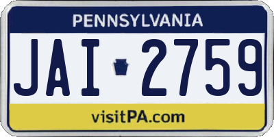 PA license plate JAI2759