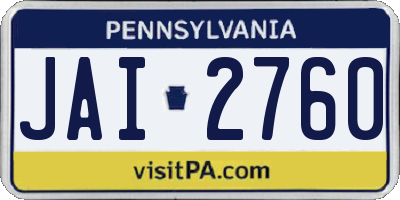 PA license plate JAI2760