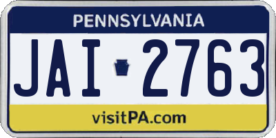 PA license plate JAI2763