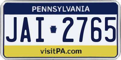 PA license plate JAI2765