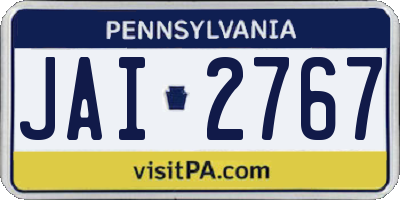 PA license plate JAI2767