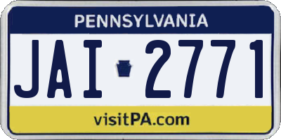 PA license plate JAI2771