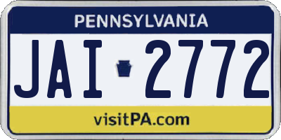 PA license plate JAI2772