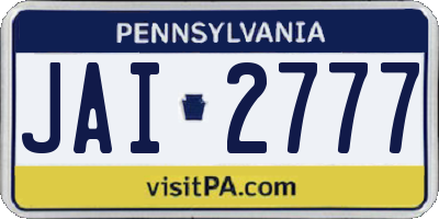 PA license plate JAI2777