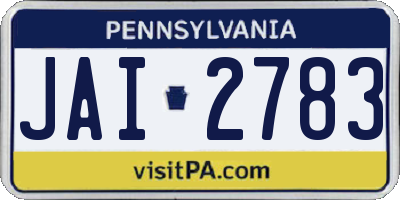 PA license plate JAI2783
