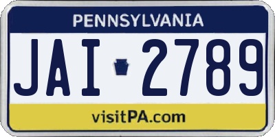 PA license plate JAI2789