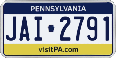 PA license plate JAI2791