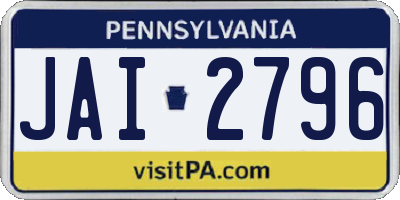 PA license plate JAI2796