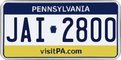 PA license plate JAI2800