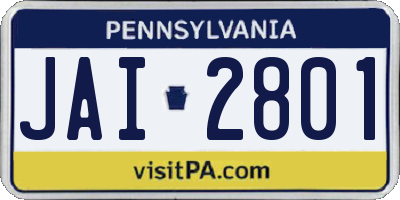 PA license plate JAI2801