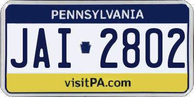 PA license plate JAI2802