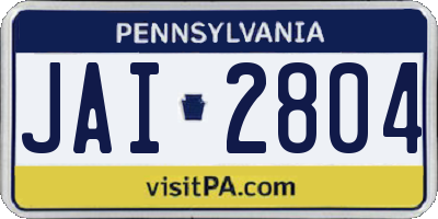 PA license plate JAI2804