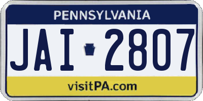 PA license plate JAI2807