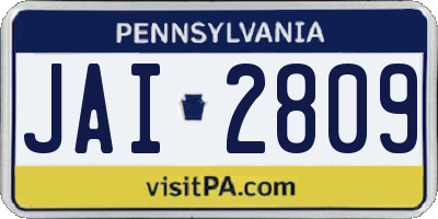 PA license plate JAI2809