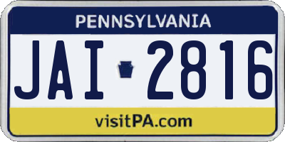 PA license plate JAI2816