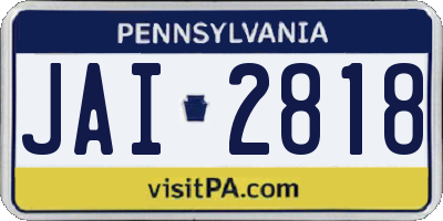 PA license plate JAI2818