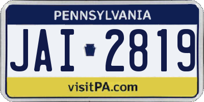 PA license plate JAI2819