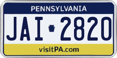 PA license plate JAI2820