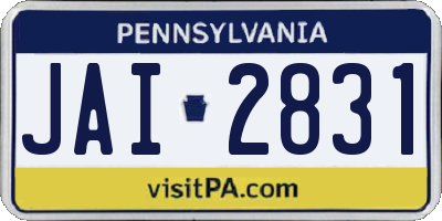 PA license plate JAI2831