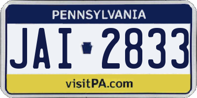 PA license plate JAI2833