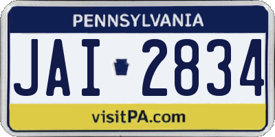 PA license plate JAI2834