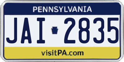 PA license plate JAI2835